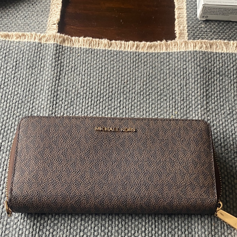 Michael Kors Dark Brown Zip-Around Wallet